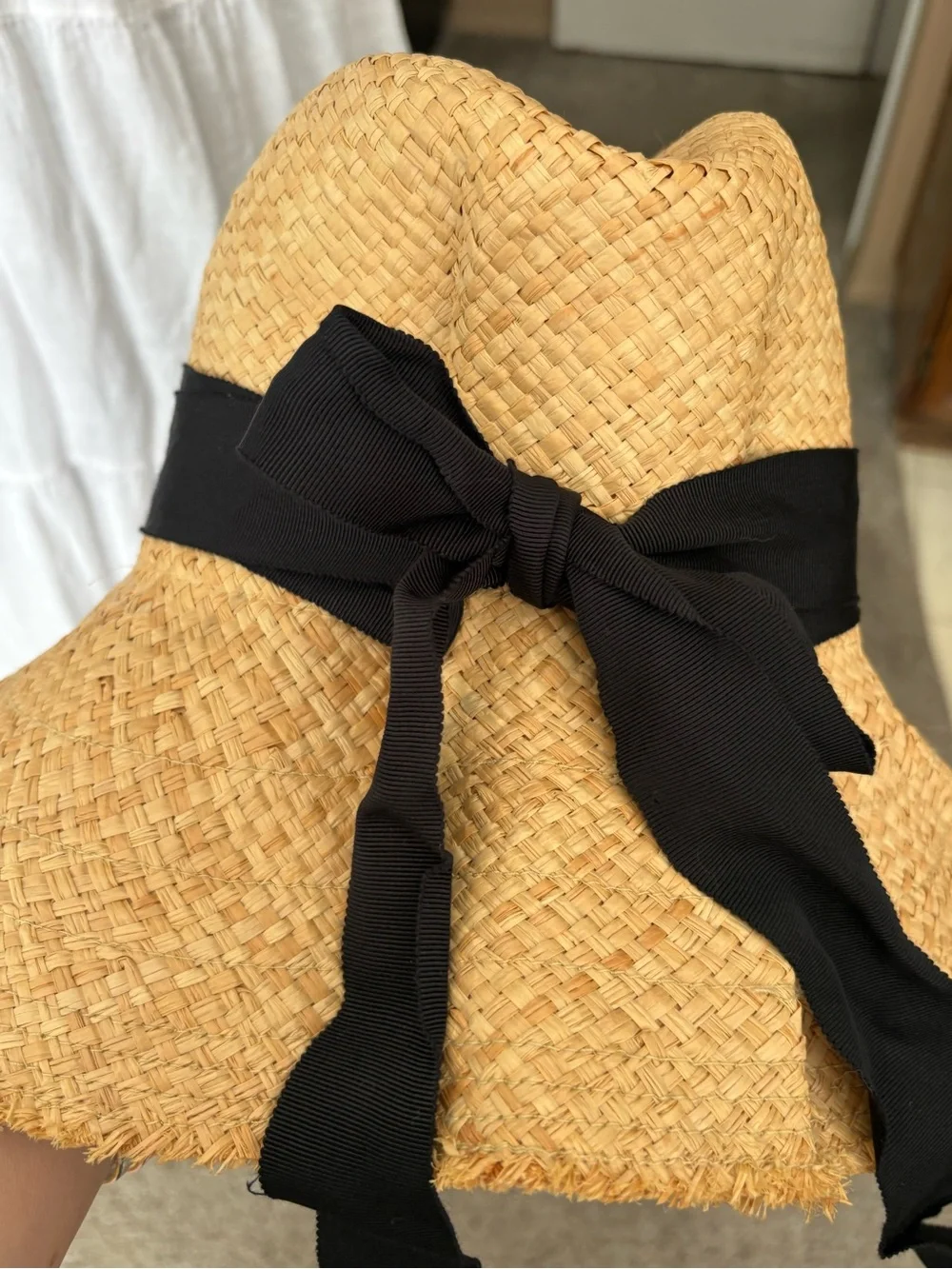 Lola Hats Wide-Brim Straw Sun Hat with Black Band - Natural